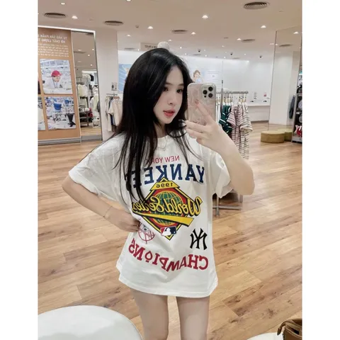 Áo thun form rộng nam nữ Yankees mới tay lỡ unisex chất cotton cao cấp 2026