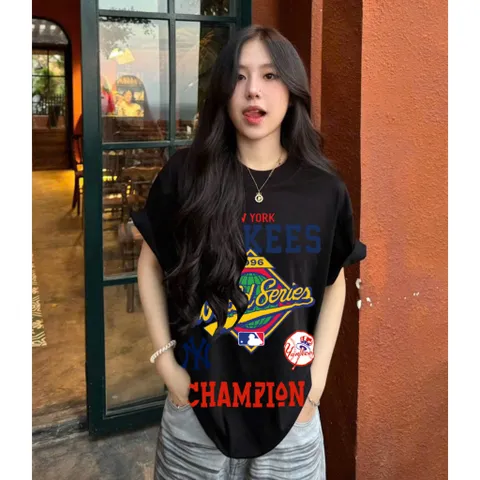 Áo thun form rộng nam nữ Yankees mới tay lỡ unisex chất cotton cao cấp 2026