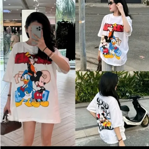 Áo thun form rộng   Mickey hoạt hình hot hit 2025 chất  cotton cao cấp đl 250gsm