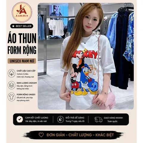 Áo thun form rộng   Mickey hoạt hình hot hit 2025 chất  cotton cao cấp đl 250gsm