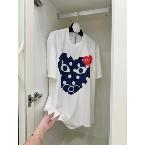 Áo thun form rộng Unisex  Trái Tim Chấm Bi In Sắc Nét Cotton 100% Dày Dặn Đủ Tag