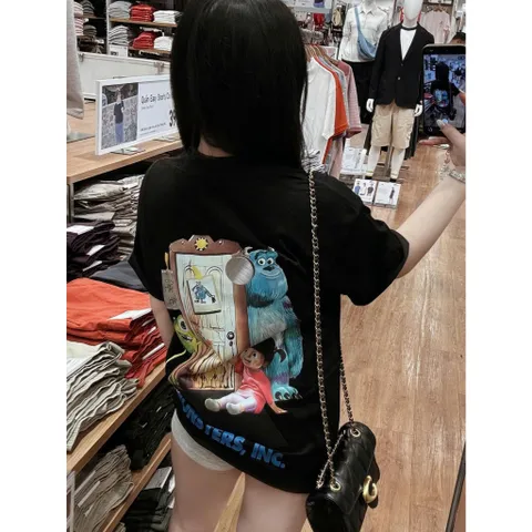 Áo thun form rộng Unisex Monsters Inc Boo & Sulley  – Áo Phông Hoạt Hình Disney In 2 Mặt Cá Tính