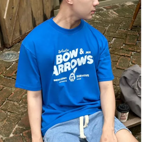 Áo thun form rộng nam BOW & ARROW ngắn tay vải cotton  cao cấp cổ bo tròn  phong cách Hàn Quốc