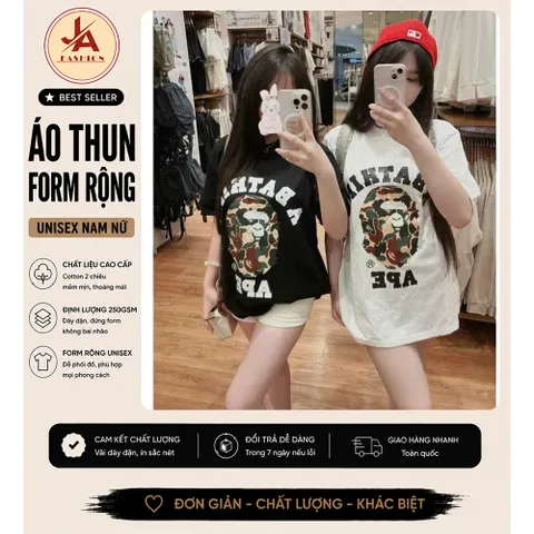 Áo thun form rộng Tổng Hợp Mẫu Athing Bappe Hottrend  Chất Cotton - Áo Phông Unisex Đầy Đủ Tem Tag