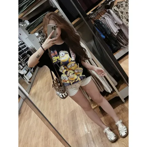 Áo thun form rộng nữ  hottrend 2026 in hoạt hình Minion hàng in 2 mặt to thun cotton cao cấp