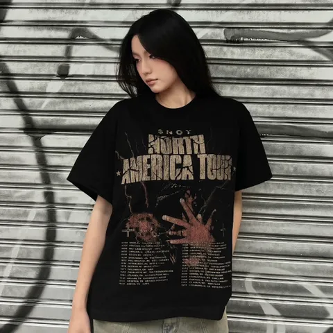 Áo thun form rộng girl phố boy phố  mùa hè cổ tròn vintage style tay ngắn local brand