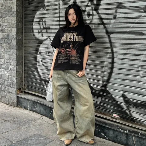 Áo thun form rộng girl phố boy phố  mùa hè cổ tròn vintage style tay ngắn local brand