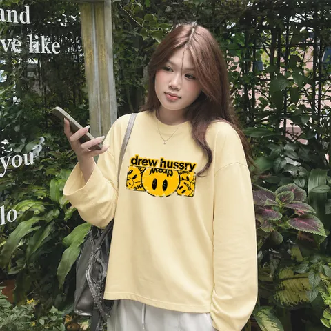 Áo Thun Tay Dài Boxy Form Rộng Unisex Nam Nữ Cotton Gạo Cao Cấp 240GSM In Hình Graphic Streetwear