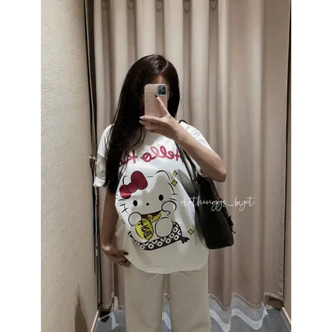 Áo phông  boxy nữ Hello kitty thần tài  hottrend 2026 chất cotton cao cấp đl 260gsm mềm mịn mát