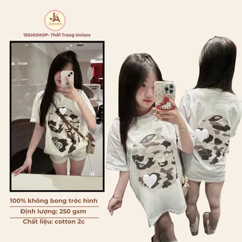 Áo thun form rộng In Hình Dễ Thương Tay Lỡ  Vải Cotton 2 chiều cao cấp