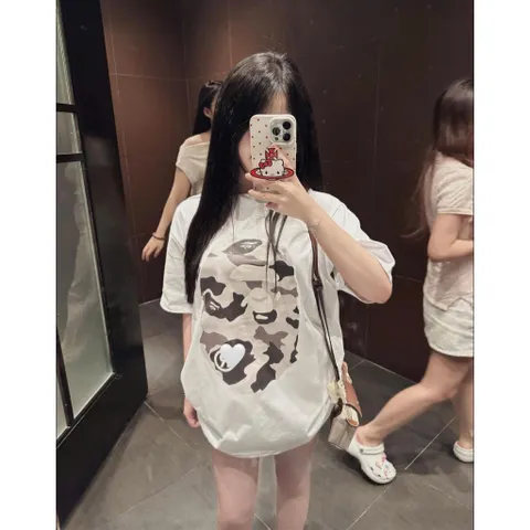 Áo thun form rộng In Hình Dễ Thương Tay Lỡ  Vải Cotton 2 chiều cao cấp