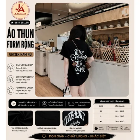 Áo thun form rộng chữ BASIC DÁ ĐÌ  nam nữ chất cotton cao cấp mềm mịn mát