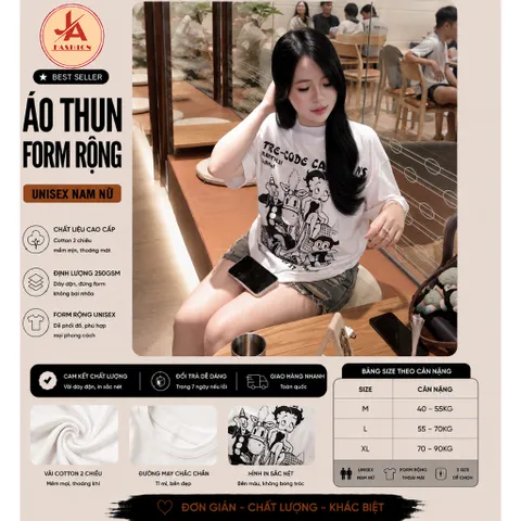 Áo Thun form rộng nam Nữ Graphic Cartoon Vintage – Baby Tee Y2K Streetwear chất cotton cao cấp 2 chiều đl 260gsm