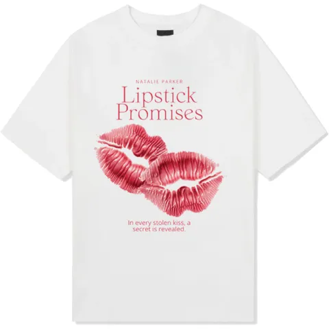 Áo thun form rộng   Lipstick Promises Cotton Cao Cấp - Phong Cách Quyến Rũ ,Thông Điệp Yêu Thương Ngày Valentine