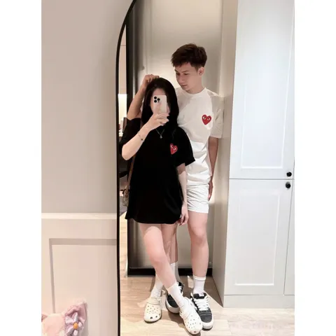Áo Thun Form Rộng Nam Nữ  In Hình Trái Tim – Áo Couple Cá Tính Unisex Streetwear