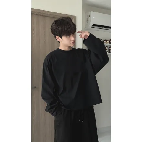 Áo thun   tay dài BOXY form rộng nam nữ  cá tính BASIC trơn nam nữ  unisex   chất cotton 2 chiều cao cấp