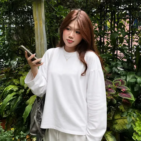 Áo thun   tay dài BOXY form rộng nam nữ  cá tính BASIC trơn nam nữ  unisex   chất cotton 2 chiều cao cấp