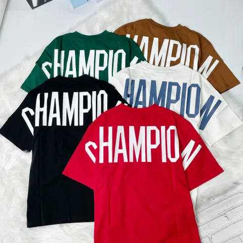Áo thun form rộng CHAMPION Full Lưng Nam Nữ  Chất Vải Cotton cao cấp Co Giãn Thoáng Mát