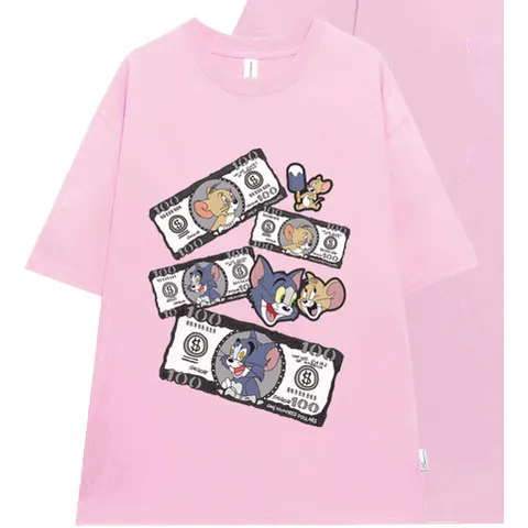Áo thun form rộng Unisex Oversize In Mèo Chuột Hoạt Hình  Cotton 2C 260GSM Tay Lỡ Phong Cách Hàn Quốc
