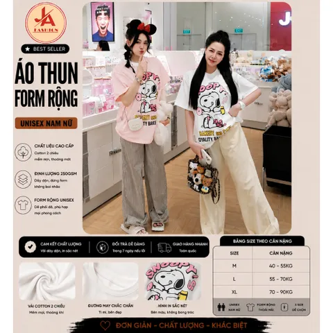 Áo thun form rộng Unisex Snoopy Cake  – Áo Phông Hoạt Hình Dễ Thương Phong Cách Hàn Quốc chất cotton cao cấp đl 260gsm