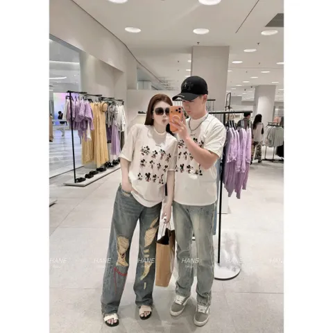 Áo thun form rộng Unisex  In Mickey Mouse – Áo Phông Nam Nữ Couple Dễ Thương Cotton cao cấp mềm mịn