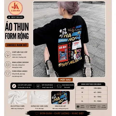 Áo thun form rộng Tay Lỡ UNDER Hà Nội -SÀI GÒN Cotton Nam Nữ Unisex - Oversize  phong cách ulzzang JASHOP