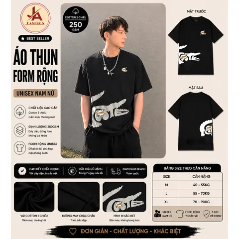 Áo thun form rộng LCT Unisex Form Oversize Cotton Dày Dặn Full Tag Túi Zip