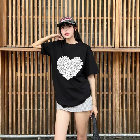Áo thun form rộngn  nữ form rộng nữ hottrend Sweetheart Blossom Tee chất cotton dày mịn mượt cao cấp