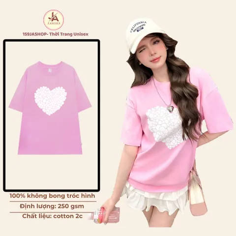 Áo thun form rộngn  nữ form rộng nữ hottrend Sweetheart Blossom Tee chất cotton dày mịn mượt cao cấp