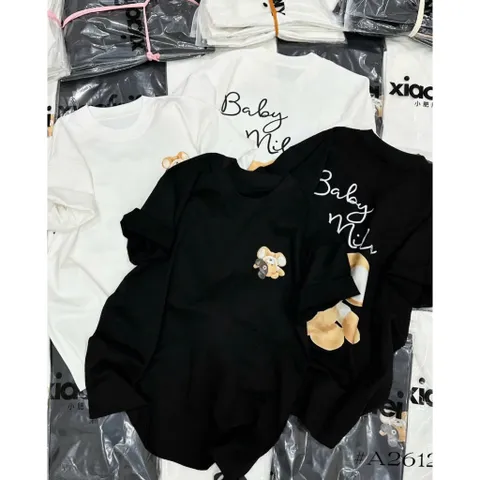 Áo thun form rộng  Baby Milo Unisex In Gấu Cute Tay Lỡ Cotton Co Giãn Form Oversize Hot Trend