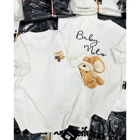 Áo thun form rộng  Baby Milo Unisex In Gấu Cute Tay Lỡ Cotton Co Giãn Form Oversize Hot Trend