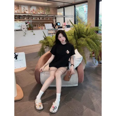 Áo thun form rộng  Baby Milo Unisex In Gấu Cute Tay Lỡ Cotton Co Giãn Form Oversize Hot Trend