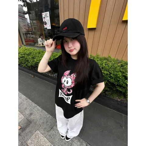 Áo Thun Poppop Gen 2 Leopard PP Leopard Tee 100% Cotton Form Oversize Unisex - Black
