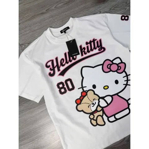Áo thun form rộng  KITTY 80 Unisex In Mèo Cute Tay Lỡ Cotton Co Giãn 4 chiều Form Oversize Hot Trend