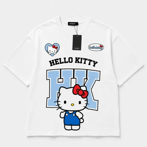 Áo thun form rộng  KITTY 80 Unisex In Mèo Cute Tay Lỡ Cotton Co Giãn 4 chiều Form Oversize Hot Trend