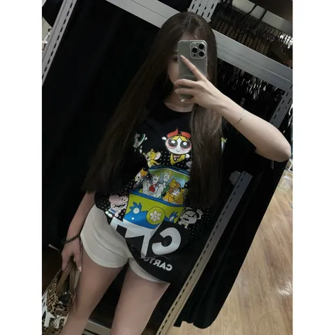Áo thun form rộng Nam Nữ  nhân vật Hoạt Hình  CN Unisex Chất Vải Cotton 2 Chiều Dày Dặn Hot Trend 2026