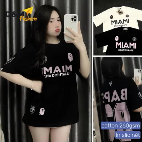 Áo Thun form rộng  Unisex MIAMI in hình Chất Liệu Cotton 2CTay Ngắn,  260g In Hình Cao cấp