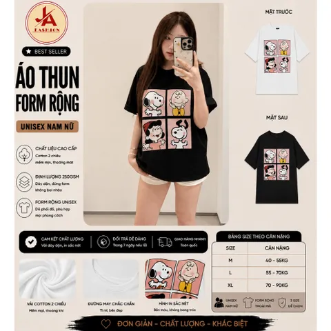 Áo thun form rộng Nữ Oversize  nhân vật hoạt hình SNOOPY  Tay Lỡ Cotton Mềm Phong Cách Hàn Quốc Hot Trend 2026