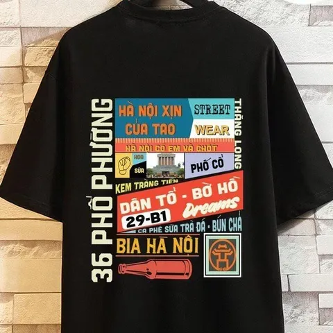 Áo thun form rộng Tay Lỡ Hà Nội  36 phố phường Áo Phông Cotton HÀ NỘI XỊN Nam Nữ Unisex form rộng oversize JASHOP