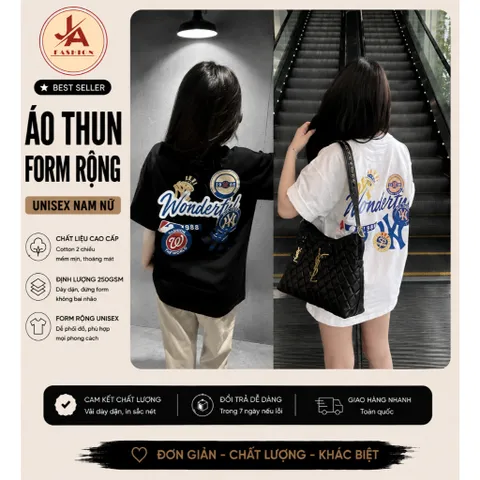 Áo thun form rộng tay lỡ MLB Wonderful  Dáng Hàn Quốc chất liệu cotton định lượng 260gms, Áo Phông Unisex Hot trend