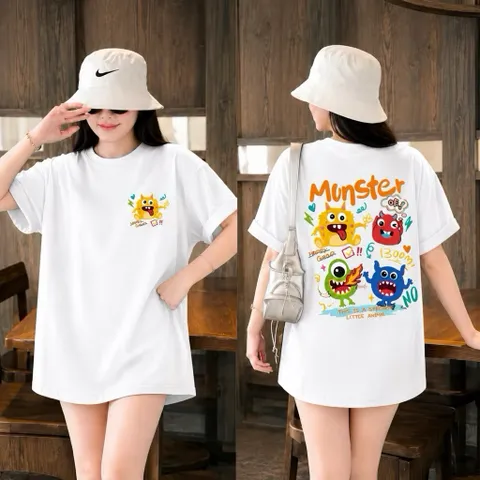 Áo Thun form rộng in hình Monster in hình Chất Liệu Cotton 2CTay Ngắn,  260g In Hình Cao cấp