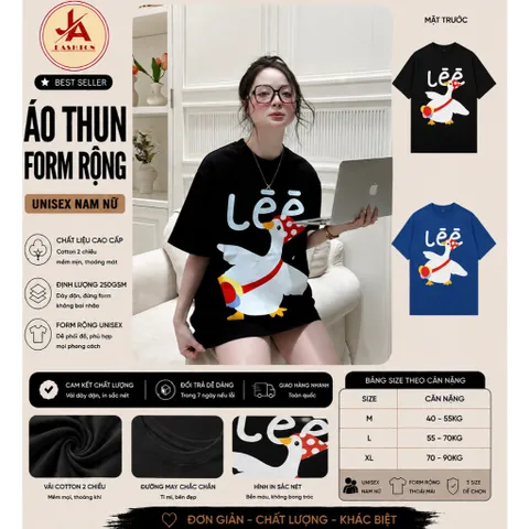 Áo thun form rộng Nữ Hình Vịt Leeeee Trắng ,Áo Phông  Unisex Cotton SIÊU CẤP qcl1