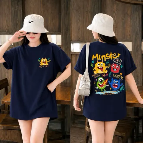 Áo Thun form rộng in hình Monster in hình Chất Liệu Cotton 2CTay Ngắn,  260g In Hình Cao cấp