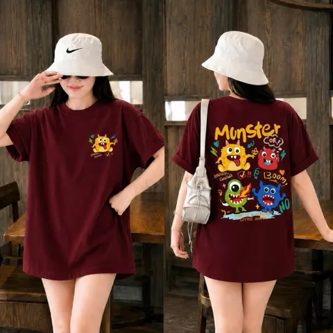 Áo Thun form rộng in hình Monster in hình Chất Liệu Cotton 2CTay Ngắn,  260g In Hình Cao cấp