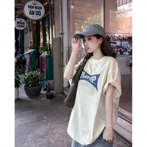 Áo Thun form rộng Unisex Nam/Nữ in hình  POPPOP BASIC in hình Chất Liệu Cotton 2CTay Ngắn,  260g In Hình Cao cấp