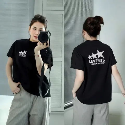 Áo Thun form rộng Unisex Nam/Nữ LEVENTS in hình Chất Liệu Cotton 2CTay Ngắn,  260g In Hình Cao cấp
