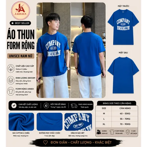 Áo thun form rộng nam COMPANY tay lỡ vải cotton cao cấp đl 250gsm   phong cách Hàn Quốc