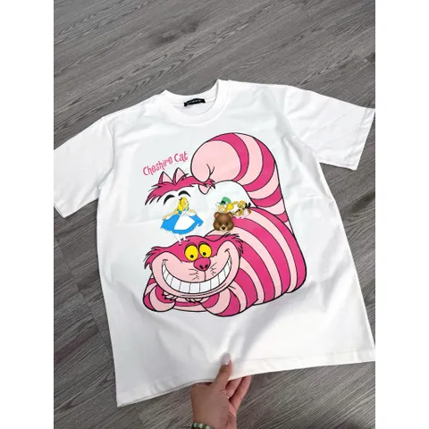Áo thun form rộng Nữ In Hình Mèo Cười Cute  – Áo Phông Cartoon Oversize Phong Cách Hàn Quốc