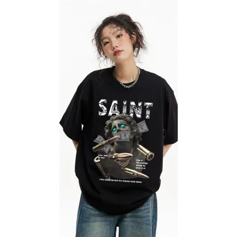 Áo thun form rộngn nam nữ form rộng Tượng SAINT DOLLAR oversize chất cotton cao cấp đl 250gsm