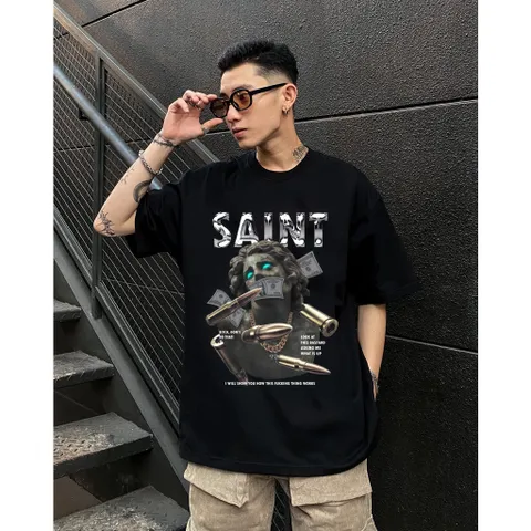 Áo thun form rộngn nam nữ form rộng Tượng SAINT DOLLAR oversize chất cotton cao cấp đl 250gsm